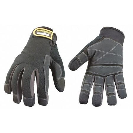 Youngstown Glove Co Mechanics Gloves, S, Black/Gray, Poly Block Jersey 11-3090-80-S