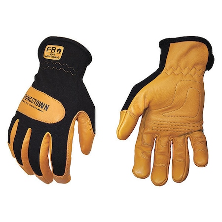 Youngstown Glove Co Mechanics Gloves, Goatskin Palm, Kevlar, Nomex Back, L, Black/Tan 12-3270-80-L