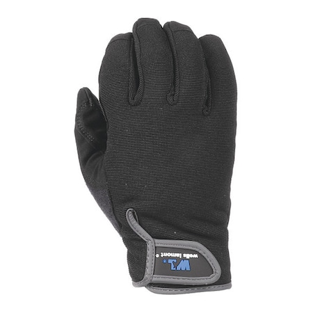 Wells Lamont Mechanics Gloves, Synthetic Leather Palm, L, Black 7700L