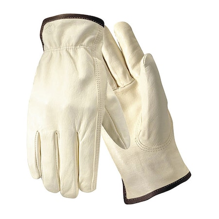 Wells Lamont Leather Drivers Gloves, Shirred, Keystone Thumb, Gunn Cut, White Y0769XS