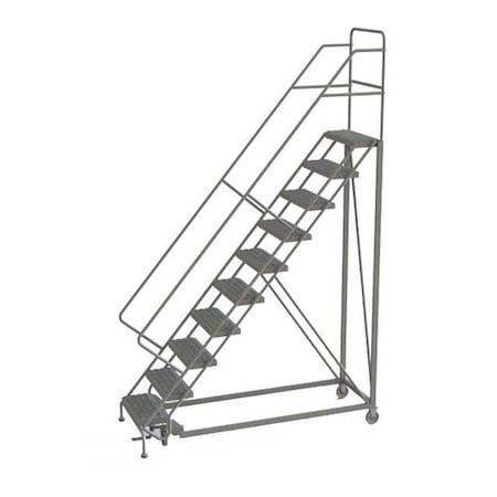 Tri-Arc 136 in H Steel Rolling Ladder, 10 Steps, 450 lb Load Capacity KDEC110242