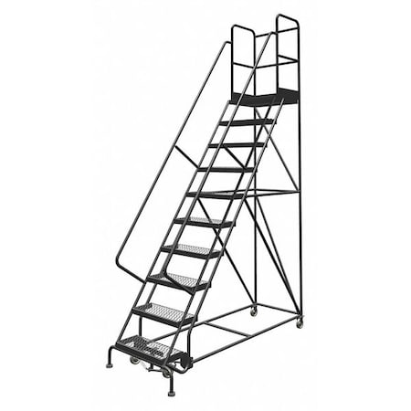 Tri-Arc 136 in H Steel Rolling Ladder, 10 Steps, 450 lb Load Capacity KDSR110242-D3