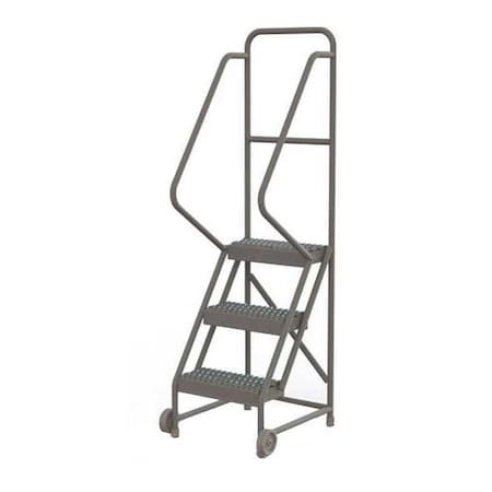 Tri-Arc 66 in H Steel Tilt and Roll Ladder, 3 Steps, 450 lb Load Capacity KDTF103162