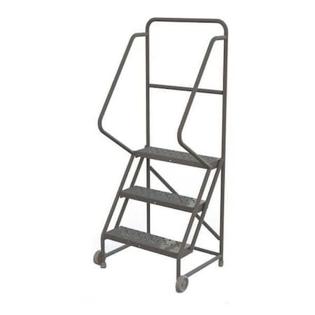 Tri-Arc 66 in H Steel Tilt and Roll Ladder, 3 Steps, 450 lb Load Capacity KDTF103246