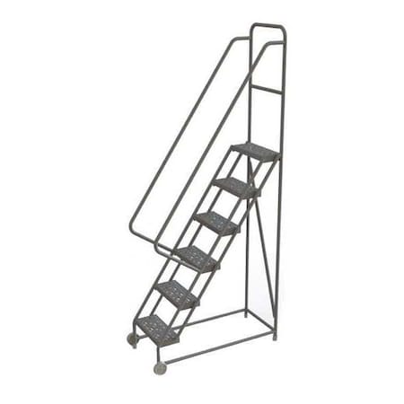 Tri-Arc 96 in H Steel Tilt and Roll Ladder, 6 Steps, 450 lb Load Capacity KDTF106166