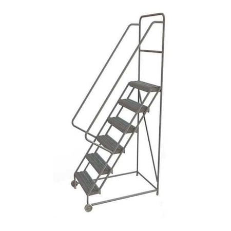 Tri-Arc 96 in H Steel Tilt and Roll Ladder, 6 Steps, 450 lb Load Capacity KDTF106242
