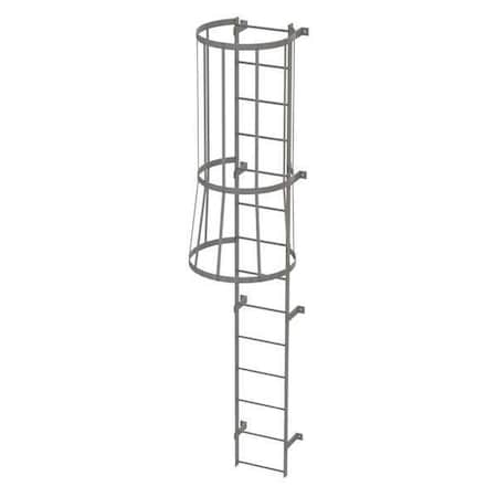Tri-Arc 13 ft Overall H, Fixed Ladder with Safety Cage, Steel, 14 Steps, Top Exit, 500 lb Load Capacity WLFC1114