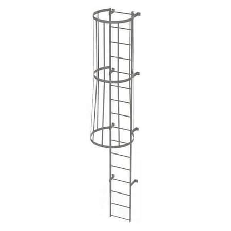 Tri-Arc 15 ft Overall H, Fixed Ladder with Safety Cage, Steel, 16 Steps, Top Exit, 500 lb Load Capacity WLFC1116