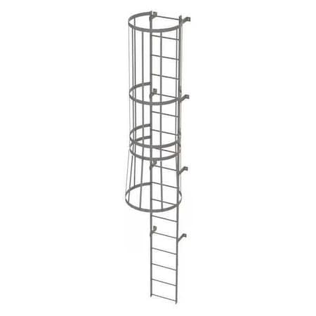 Tri-Arc 16 ft Overall H, Fixed Ladder with Safety Cage, Steel, 17 Steps, Top Exit, 500 lb Load Capacity WLFC1117