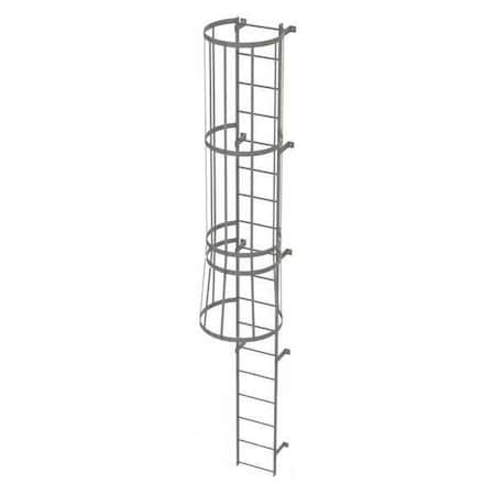 Tri-Arc 17 ft Overall H, Fixed Ladder with Safety Cage, Steel, 18 Steps, Top Exit, 500 lb Load Capacity WLFC1118