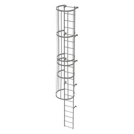 Tri-Arc 20 ft Overall H, Fixed Ladder with Safety Cage, Steel, 21 Steps, Top Exit, 500 lb Load Capacity WLFC1121