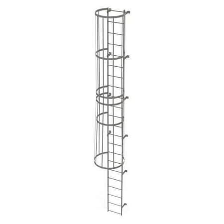 Tri-Arc 21 ft Overall H, Fixed Ladder with Safety Cage, Steel, 22 Steps, Top Exit, 500 lb Load Capacity WLFC1122