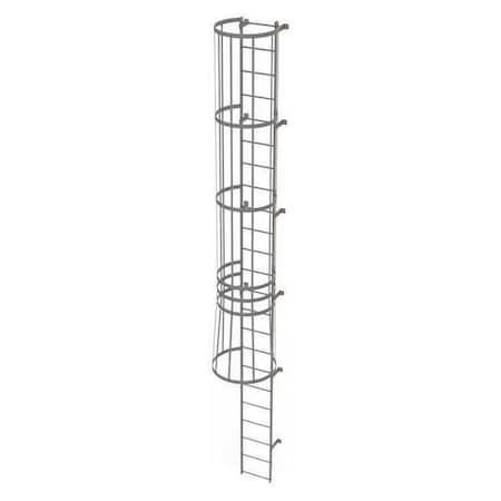 Tri-Arc 22 ft Overall H, Fixed Ladder with Safety Cage, Steel, 23 Steps, Top Exit, 500 lb Load Capacity WLFC1123