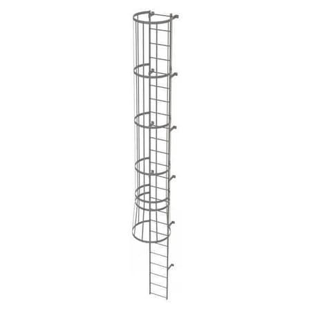 Tri-Arc 23 ft Overall H, Fixed Ladder with Safety Cage, Steel, 24 Steps, Top Exit, 500 lb Load Capacity WLFC1124