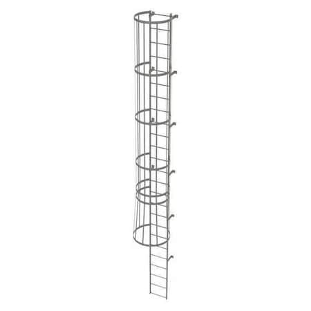 Tri-Arc 24 ft Overall H, Fixed Ladder with Safety Cage, Steel, 25 Steps, Top Exit, 500 lb Load Capacity WLFC1125