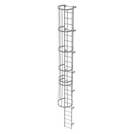 Tri-Arc 25 ft Overall H, Fixed Ladder with Safety Cage, Steel, 26 Steps, Top Exit, 500 lb Load Capacity WLFC1126