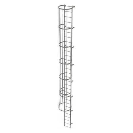 Tri-Arc 29 ft Overall H, Fixed Ladder with Safety Cage, Steel, 30 Steps, Top Exit, 500 lb Load Capacity WLFC1130
