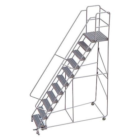 Tri-Arc 142 in H Aluminum Rolling Ladder, 11 Steps, 350 lb Load Capacity WLAR111245-D4