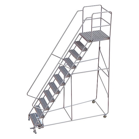 Tri-Arc 142 in H Aluminum Rolling Ladder, 11 Steps, 350 lb Load Capacity WLAR111245-D5