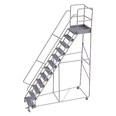 Tri-Arc 156 in H Aluminum Rolling Ladder, 12 Steps, 350 lb Load Capacity WLAR112245