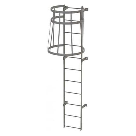 Tri-Arc 10 ft Overall H, Fixed Ladder with Safety Cage, Steel, 11 Steps, Top Exit, 500 lb Load Capacity WLFC1111