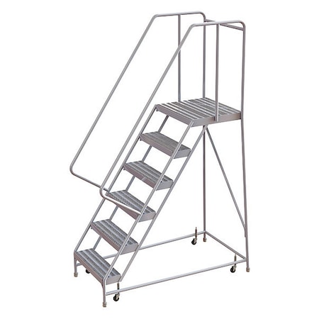 Tri-Arc 92 in H Aluminum Rolling Ladder, 6 Steps, 350 lb Load Capacity WLAR106244-D4