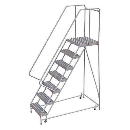 Tri-Arc 102 in H Aluminum Rolling Ladder, 7 Steps, 350 lb Load Capacity WLAR107164-D4