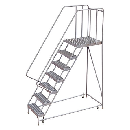 Tri-Arc 102 in H Aluminum Rolling Ladder, 7 Steps, 350 lb Load Capacity WLAR107164-D5
