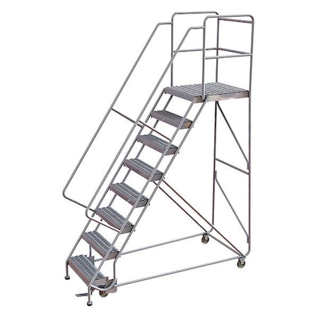 Tri-Arc 112 in H Aluminum Rolling Ladder, 8 Steps, 350 lb Load Capacity WLAR108245-D5