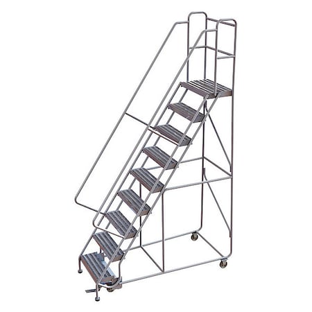 Tri-Arc 122 in H Aluminum Rolling Ladder, 9 Steps, 350 lb Load Capacity WLAR109244