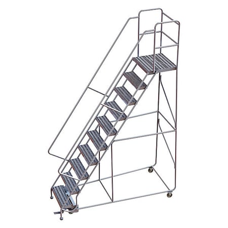 Tri-Arc 132 in H Aluminum Rolling Ladder, 10 Steps, 350 lb Load Capacity WLAR110244-D4