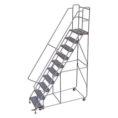 Tri-Arc 132 in H Aluminum Rolling Ladder, 10 Steps, 350 lb Load Capacity WLAR110244-D5