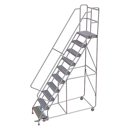 Tri-Arc 132 in H Aluminum Rolling Ladder, 10 Steps, 350 lb Load Capacity WLAR110245