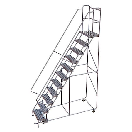Tri-Arc 142 in H Aluminum Rolling Ladder, 11 Steps, 350 lb Load Capacity WLAR111244