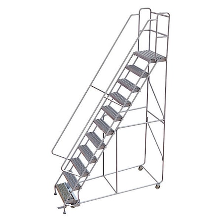 Tri-Arc 142 in H Aluminum Rolling Ladder, 11 Steps, 350 lb Load Capacity WLAR111245