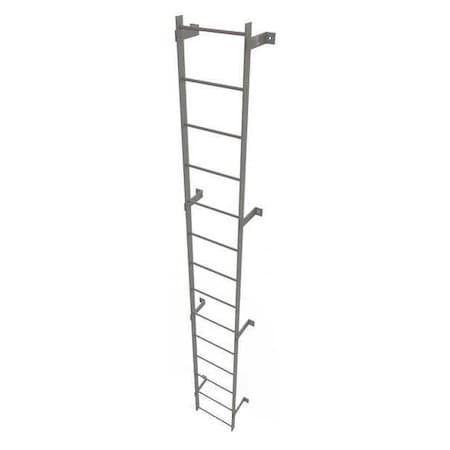 Tri-Arc 13 ft Fixed Ladder, Steel, 14 Steps, Top Exit, Gray Powder Coated Finish, 500 lb Load Capacity WLFS0114