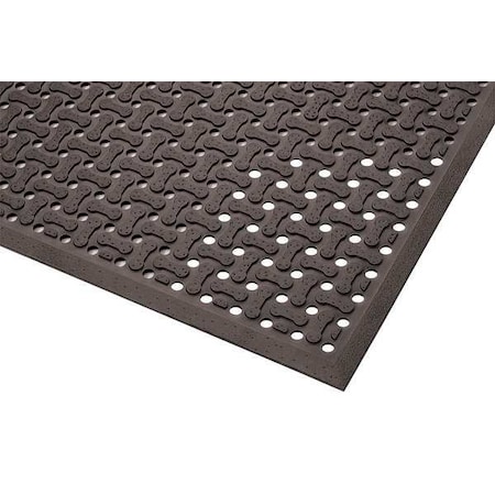 Notrax Antifatigue Mat, 6 ft L x 4 ft W, 5/8 in Thickness, Rubber, Mini-Diamond Studded Top, Black T18S0046BL