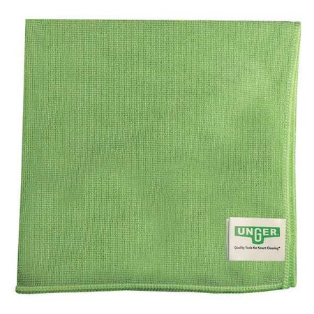 Unger Microfiber Cloth Wipe 15" x 16", Green, 10PK MF400