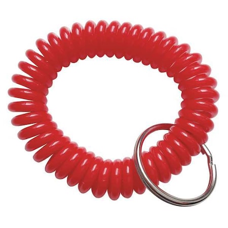Zoro Select Wrist Coil Key Ring, Red, Steel, Steel Ring 25PA31