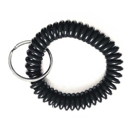 Zoro Select Wrist Coil Key Ring, Black, Steel, Steel Ring, 10 PK 25PA24