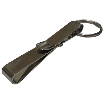 Zoro Select Belt Key Holder, Silver, Steel, Clip-On Double Locking, Nickel Plated 25PA27