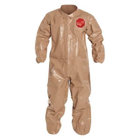 Dupont Coverall. Collar. Elastic Wrists and Ankles. Storm Flap with Adhesive Closure. Tan. 5X C3125TTN5X000600