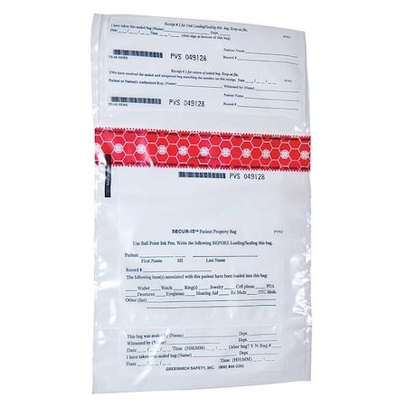 Secur-Id Personal Property Bag, 9 x 10 In, PK250 PVS912