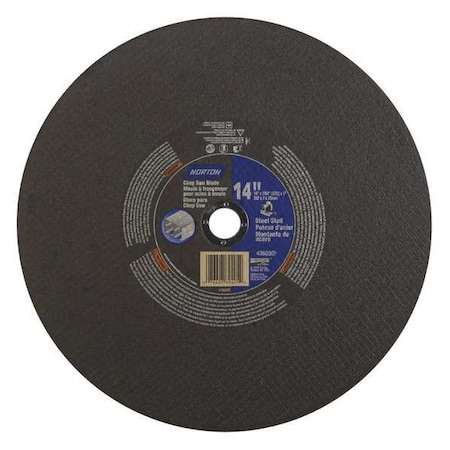 Norton Abrasives Abrasive Cut-Off Wheel, Type 1, 14 in Dia, 0.0938 in Thick, 1 in Arbor Hole Size, Aluminum Oxide 07660789405