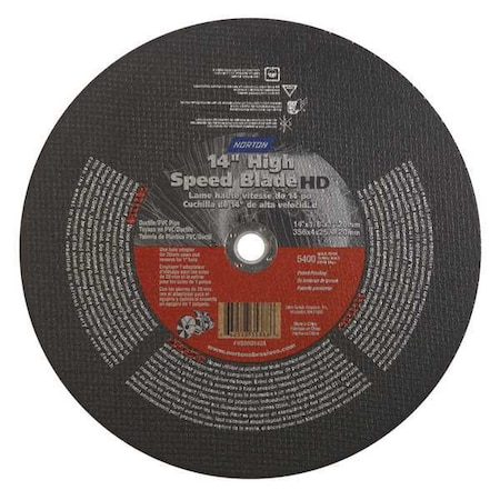 Norton Abrasives Abrasive Cut-Off Wheel, Type 1, 14 in Dia, 0.125 in Thick, 1 in, 20 mm Arbor Hole Size, 24 Grit 66252835388