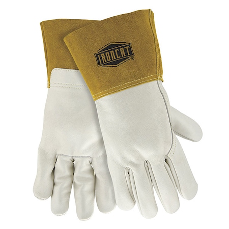Ironcat Welding Gloves, Gauntlet Cuff, Wing Thumb, A Cowhide, M, 12 PK 6010/M