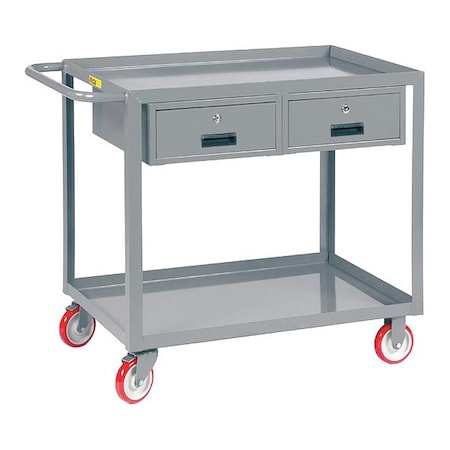 Little Giant Utility Cart, Steel, 1,200 lb Load Capacity, 2 Shelves, 41 1/2 in L, 24 in W, 35 in H LGL2436BK2DR