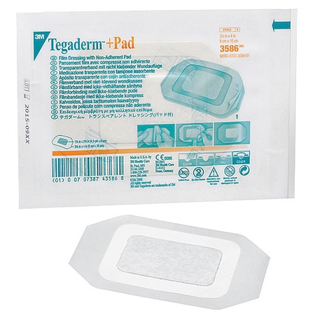 TEGADERM Tgdrm +Pad Film Drssng, Non-Adhere, PK100, Length: 4
