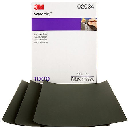 3M Wetordry Sheet, 02034,1000gr, 9"x11 i, PK5 7100003726