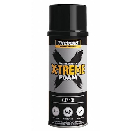 Titebond Foam Sealant Cleaner, 12 oz, Aerosol Can, Clear, 12 PK 8551
